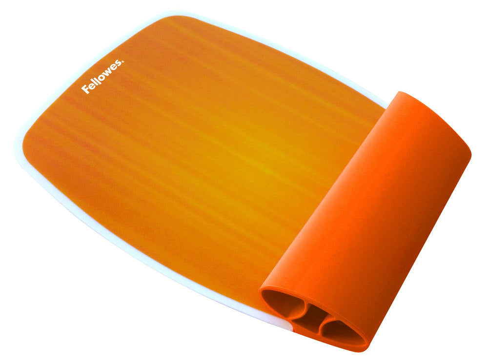 Alfombrilla reposamuñecas flexible fellowes naranja base